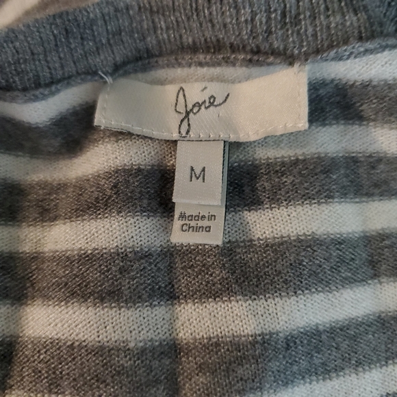 Joie Gray and White Striped Sweater Top Size Medium - Picture 5 of 8